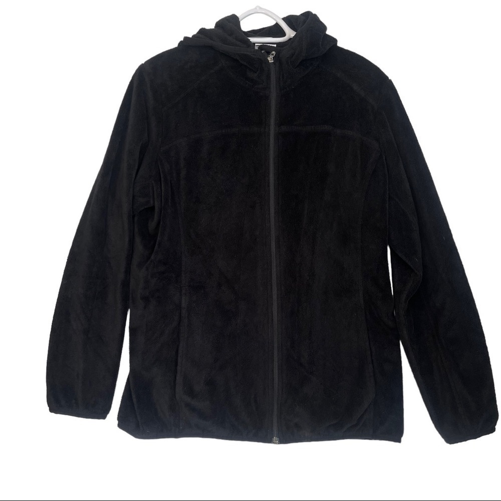 Spyder Black Long Sleeved Full Zip Hooded Pockets Fleece Jacket Coat